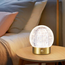 Harper Living Rechargeable Table Lamp, Small Battery Operated Desk Lamp, Globe Shade, Gold Finish - thumbnail 4