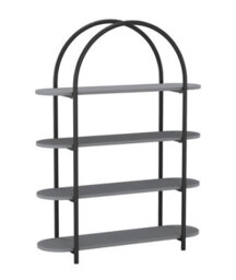 Urbn-Living Urbnliving 118Cm Height 4 Tier Grey Wooden Shelving Arched Unit Storage Bookcase Display Shelves - thumbnail 3
