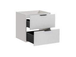 Impact Furniture Bathroom Cabinets 600mm Vanity Unit With Tallboy Tall Wall Storage White Ribbed Fluted Furniture Set Adel - thumbnail 5