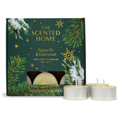 Ashleigh & Burwood Scented Home Pack Of 9 Tea Light Candles - Festive Fir & Cedarwood - image 1