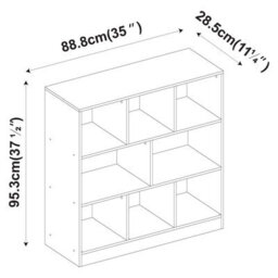 Urbn-Living White, Orange - Asymmetrical 8 Cube Bookcase Unit W/ 6 Drawer Inserts - thumbnail 5
