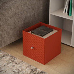 Urbn-Living White, Orange - Asymmetrical 8 Cube Bookcase Unit W/ 6 Drawer Inserts - thumbnail 4