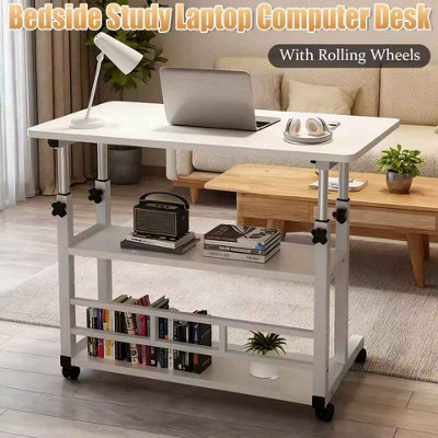 Adjustable Laptop Desk With Wheels Mobile Bedside Study Table - image 1