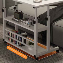 Adjustable Laptop Desk With Wheels Mobile Bedside Study Table - thumbnail 2