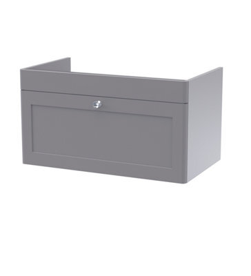 Hudson Reed Classique Components Wall Hung 1-Drawer Vanity Unit, Stylish Single Vanity Unit With Soft Close Drawer, Satin Grey - image 1