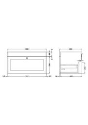 Hudson Reed Classique Components Wall Hung 1-Drawer Vanity Unit, Stylish Single Vanity Unit With Soft Close Drawer, Satin Grey - thumbnail 2