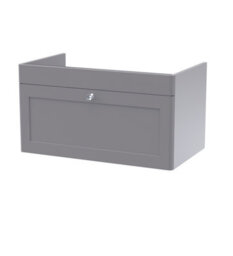 Hudson Reed Classique Components Wall Hung 1-Drawer Vanity Unit, Stylish Single Vanity Unit With Soft Close Drawer, Satin Grey - thumbnail 1