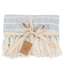 Gallery™ Blue & White Striped Woven Striped Throw (L) 170Cm X (W) 130Cm - thumbnail 5