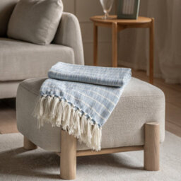 Gallery™ Blue & White Striped Woven Striped Throw (L) 170Cm X (W) 130Cm - thumbnail 1