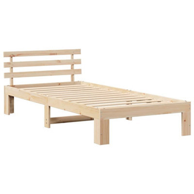 Berkfield Modern Pine Wood Bed Frame Natural Wood 75 X 190 Cm Bed Frame