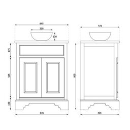 Homestylestore Antique White Double Ended Slipper Bath, 645mm Vanity Unit Close Coupled Toilet - thumbnail 5