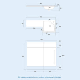 Nes Home 900mm Right Hand Matt Grey Basin Vanity, Wc Unit & Back To Wall Toilet - thumbnail 4