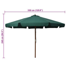 Berkfield Durable Outdoor Parasol With Wooden Pole 330 Cm Green - thumbnail 5