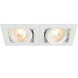 Double Twin Square Adjustable Head Ceiling Spotlight White Gu10 Box Downlight - thumbnail 3