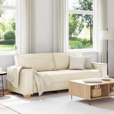 Vidaxl Sofa With Pillow Beige 220 X 78 X 84 Cm Linen - image 1