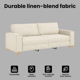 Vidaxl Sofa With Pillow Beige 220 X 78 X 84 Cm Linen - thumbnail 7