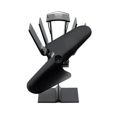 De Vielle Cordless Eco-Friendly Black Heat Powered Gas Wood Burner Stove Top Fan (H) 20Cm - image 1