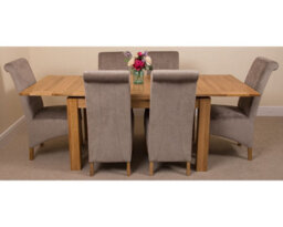 That's Furniture Richmond 140Cm - 220Cm Oak Extending Dining Table And 6 Chairs Dining Set With Montana Grey Fabric Chairs - thumbnail 2