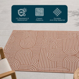 Jack Stonehouse Outdoor Plastic Rug Wool-Look Anti-Slip Durable Garden Patio Conservatory Carpet Mat - Rust Arch - thumbnail 3