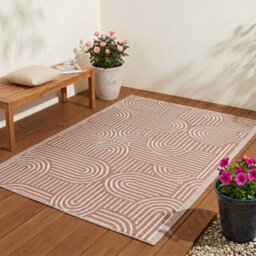 Jack Stonehouse Outdoor Plastic Rug Wool-Look Anti-Slip Durable Garden Patio Conservatory Carpet Mat - Rust Arch