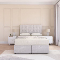 Sloomy Alabama End Lift Ottoman Bed 6Ft With Sprung Memory Mattress - Silver Plush & Headboard- Super King - thumbnail 3