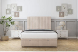 "Comfort Lorenzo Sand Naples Ottoman Bed With Mattress With 26"" Strutted Headboard 4' Small Double"