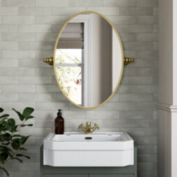 Affine 500 X 700mm Brushed Brass Wall Mounted Bathroom Mirror Framed Oval Traditional - thumbnail 2