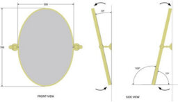 Affine 500 X 700mm Brushed Brass Wall Mounted Bathroom Mirror Framed Oval Traditional - thumbnail 5
