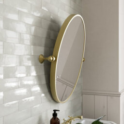 Affine 500 X 700mm Brushed Brass Wall Mounted Bathroom Mirror Framed Oval Traditional - thumbnail 3