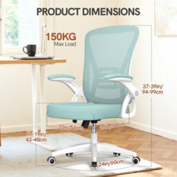 Onemill Ergonomic Swivel Mid Back Office Chair With Adjustable Height And Flip-Up Armrest - Green - thumbnail 7