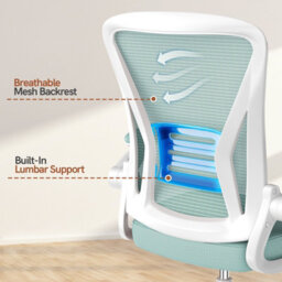 Onemill Ergonomic Swivel Mid Back Office Chair With Adjustable Height And Flip-Up Armrest - Green - thumbnail 6