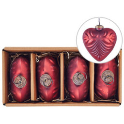 Beliani Set Of 4 Baubles Feriable Glass Red