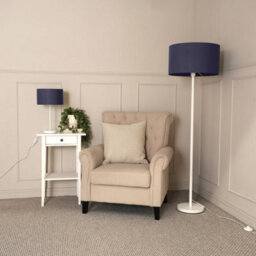 Valuelights Charles White Floor Lamp With Navy Drum Shade And Bulb - thumbnail 4
