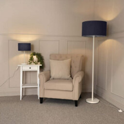 Valuelights Charles White Floor Lamp With Navy Drum Shade And Bulb - thumbnail 7