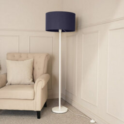 Valuelights Charles White Floor Lamp With Navy Drum Shade And Bulb - thumbnail 3