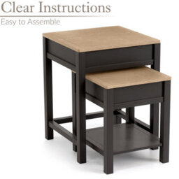 Christow Nest Of Tables Set Of 2 Nesting Side Tables Oak-Effect Tops & Storage Charcoal - thumbnail 4