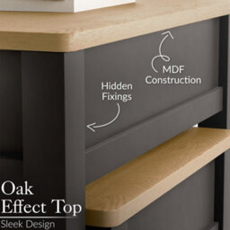 Christow Nest Of Tables Set Of 2 Nesting Side Tables Oak-Effect Tops & Storage Charcoal - thumbnail 5