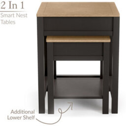 Christow Nest Of Tables Set Of 2 Nesting Side Tables Oak-Effect Tops & Storage Charcoal - thumbnail 3