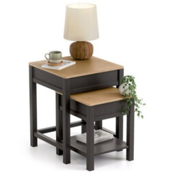 Christow Nest Of Tables Set Of 2 Nesting Side Tables Oak-Effect Tops & Storage Charcoal