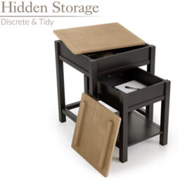 Christow Nest Of Tables Set Of 2 Nesting Side Tables Oak-Effect Tops & Storage Charcoal - thumbnail 2