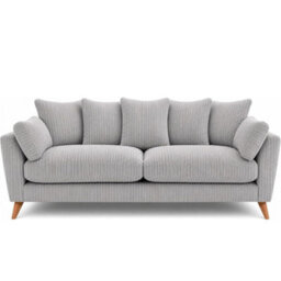 Sofaselectionuk Ltd Harlow Jumbo Cord 3 Seater Sofa, Modern Tailored Design In Silver