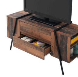 Timber Art Design Abbey Tv Unit Stand Cabinet Rustic Industrial Living Room Furniture - thumbnail 3