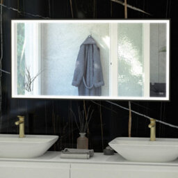 RAK Ceramics Rak Art Square 1200X600mm Matt Black Rectangular Illuminated Bathroom Mirror With Touch Sensor & Demister, Ip44