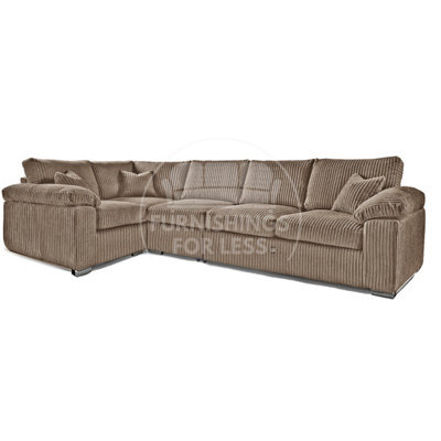 Furnishings For Less UK Delta Large Long Narrow Coffee 5 Seater Corner Sofa Left Hand Facing Jumbo Cord L Shape