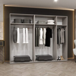 Arte Piano Ii 250Cm Oak Walnut Hinged Wardrobe With Mirrored Door Pair - thumbnail 3