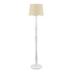 Valuelights Victoria White Wood Candlestick Floor Lamp With Linen Scallop White Trim Tapered Shade - thumbnail 2