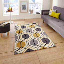 Grey/yellow Geometric Handmade Modern Easy To Clean Rug For Dining Room Bed Room And Living Room-120Cm X 170Cm - thumbnail 1