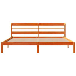Berkfield Bed Frame With Headboard Without Mattress Wax Brown 200X200 Cm - thumbnail 4