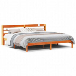 Berkfield Bed Frame With Headboard Without Mattress Wax Brown 200X200 Cm - thumbnail 2