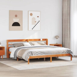 Berkfield Bed Frame With Headboard Without Mattress Wax Brown 200X200 Cm - thumbnail 1
